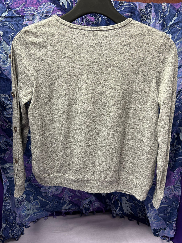 Girl's Long Sleeve Pullover Sweater, Heather Grey Size 16