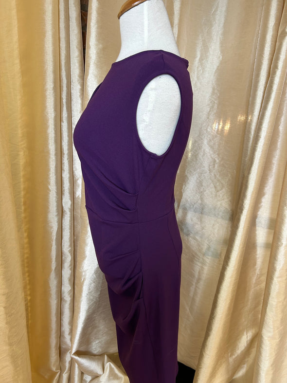 Ladies Sleeveless Purple Pencil Silhouette Dress, Size Large, New