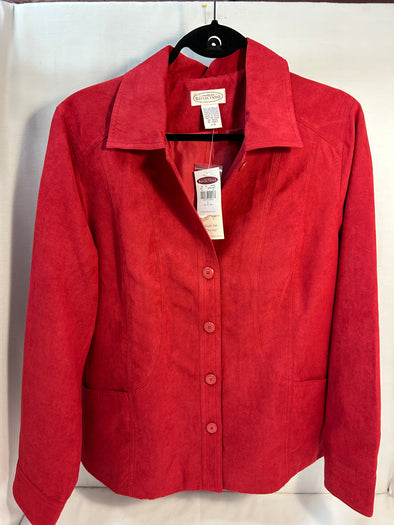 Ladies Long Sleeve Shirt/Jacket, Cherry, Size Large, NEW With Tags