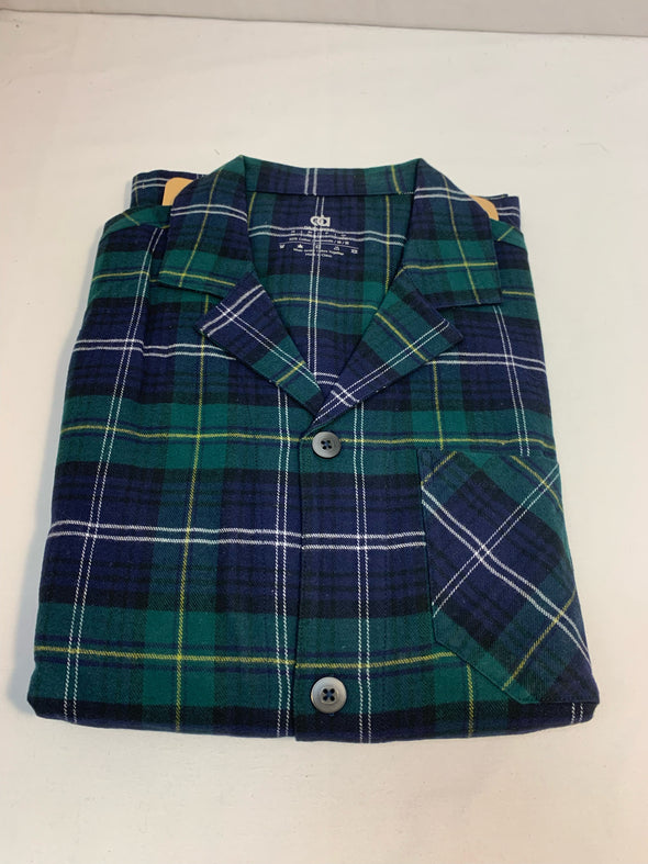 Men’s 2 Piece Green Plaid Pyjamas Set, Size Medium, NEW