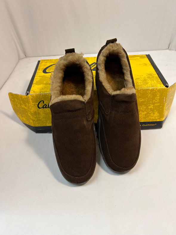 Men's Slip-On Slippers, Brown Suede, Size 9