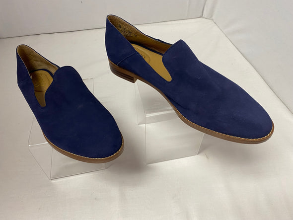 Ladies Casual Slip-On Blue Suede Loafer Shoes, Size 9.5M