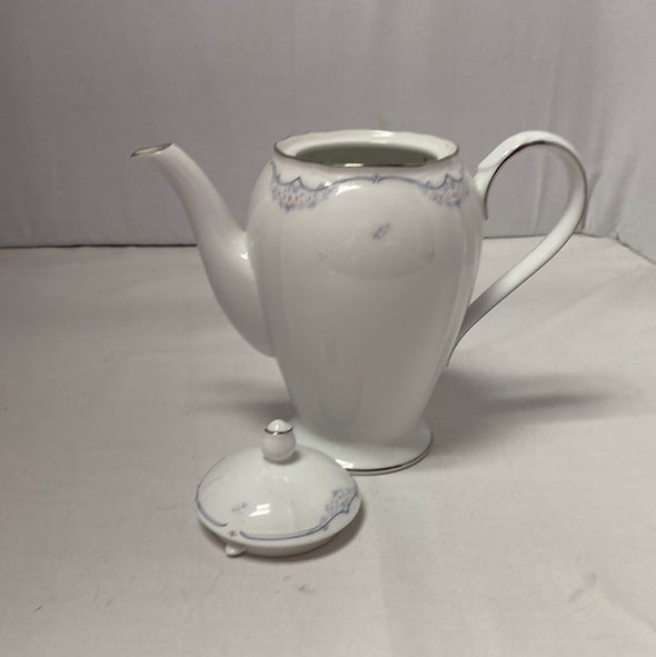 White & Floral Coffee Pot, Like New Condition