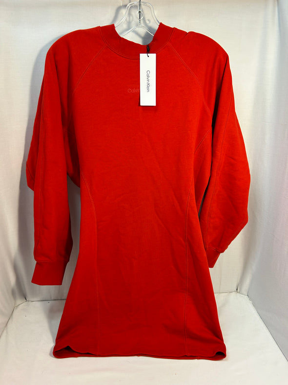 Ladies Long Sleeve Mock Turtle Neck Red Dress, Size Small