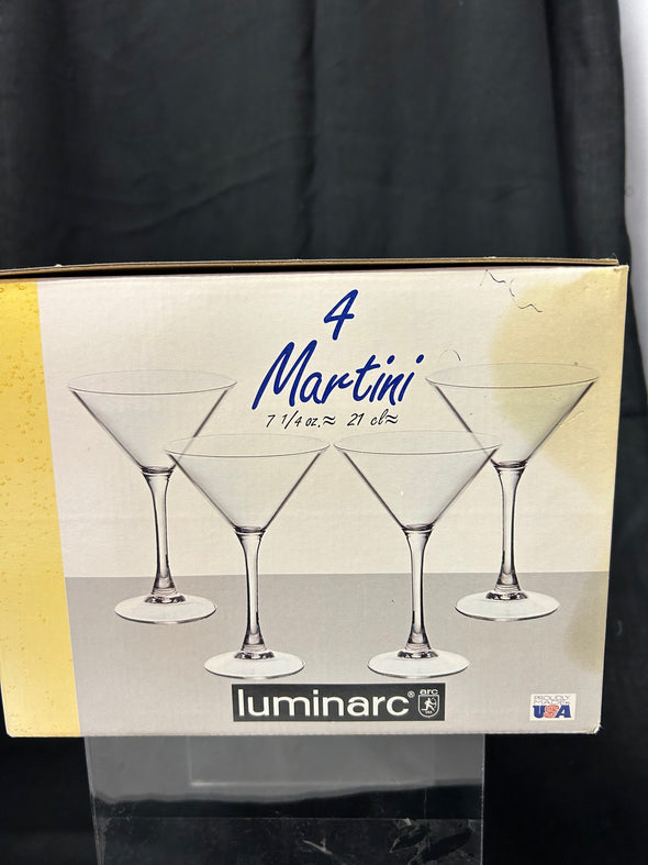 Martini Glasses, Clear Glass, 4 Piece