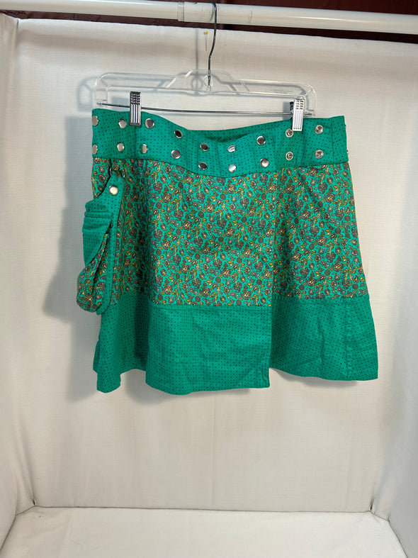 Ladies Wrap Around Skirt With Matching Purse, Green, Medium
