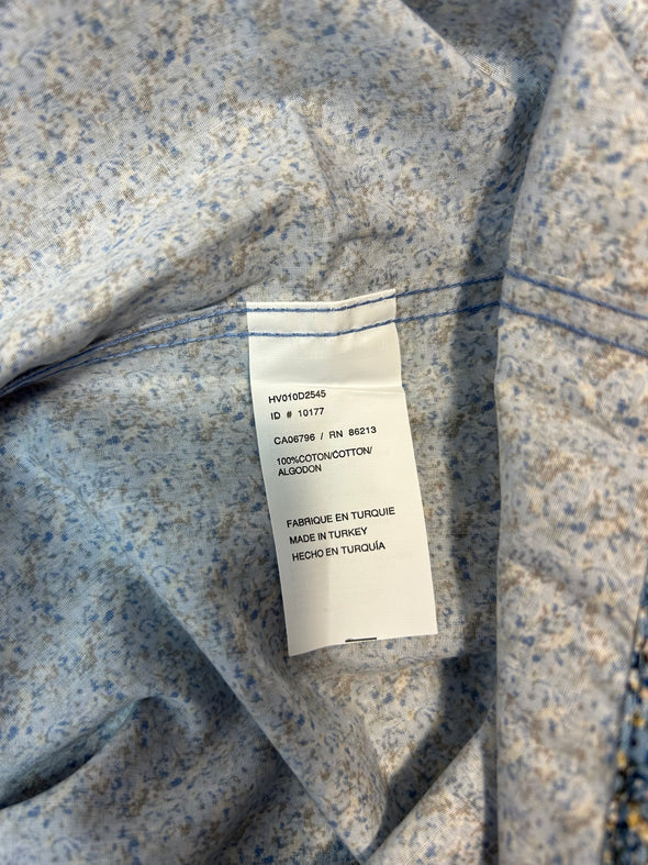 Men’s Short Sleeve Semi-Fitted Shirt, Blue Pattern Print, XL, NEW
