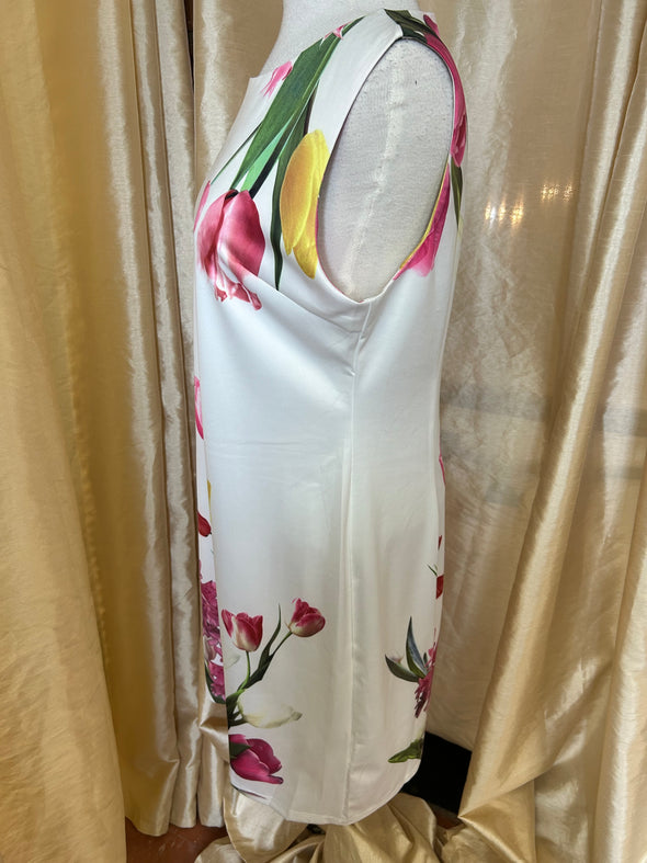 Ladies Pink & White Floral Dress, Size XL, NEW With Tags