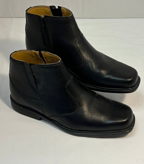 Men's Ankle Leather Boots, Black Leather, Size 13