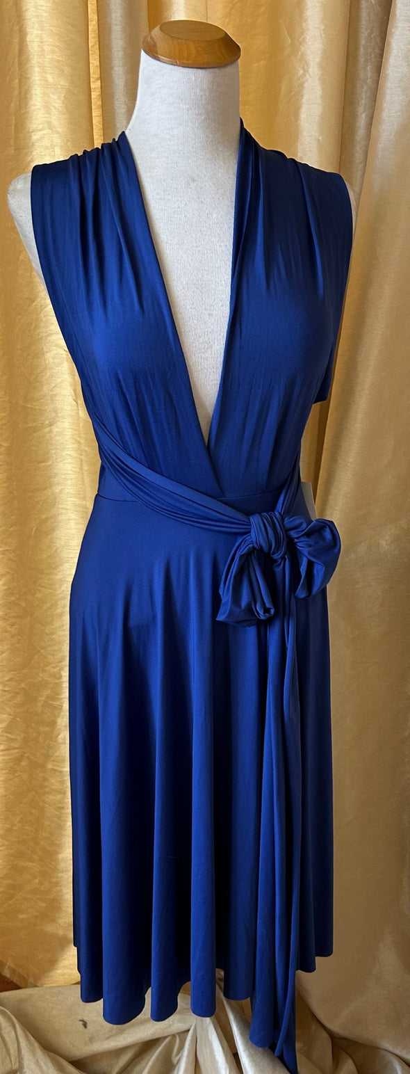 Ladies Irregular Halter Dress, Cobalt Blue, Size 0-16