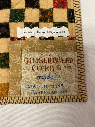 Hand Crafted Quilted Gingerbread Cookies Wall Hanging 25 x 25