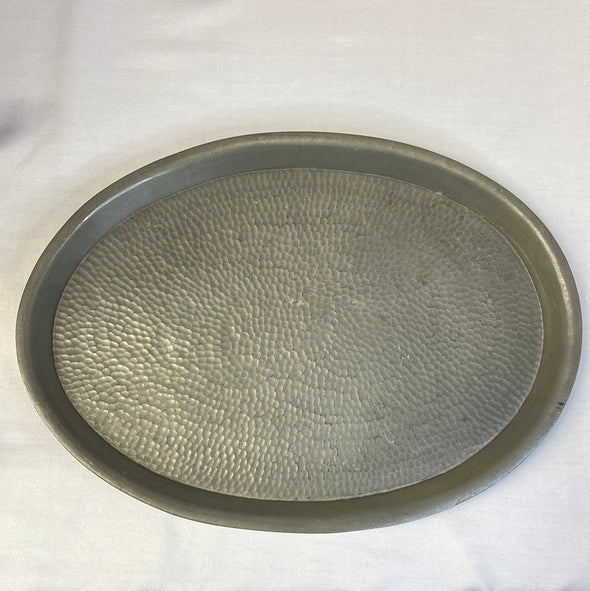 4pc  Hand Hammered Pewter Tea Set; Tray, Teapot, Cream & Sugar