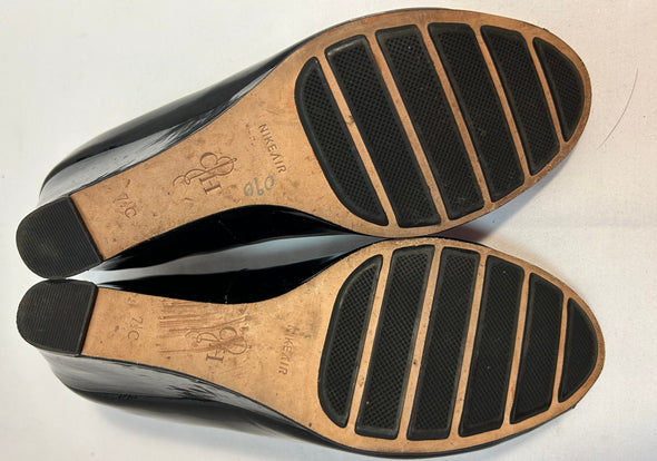 2" Black Patent Wedge Shoes Size 7.5, Like New