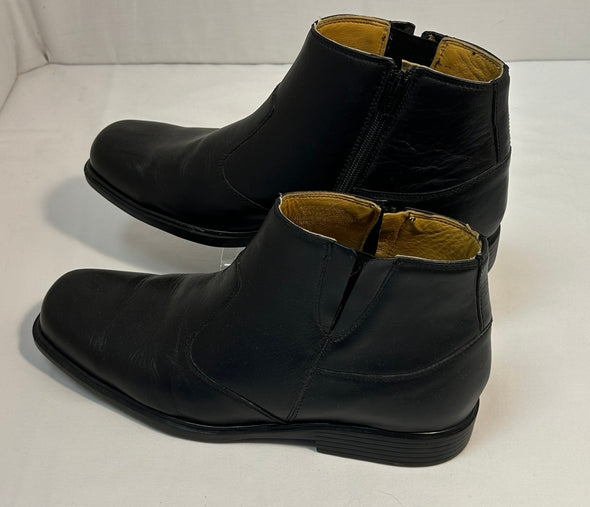 Men's Ankle Leather Boots, Black Leather, Size 13