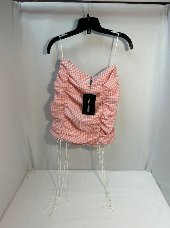 Strapless Pink Gingham Summer Top, Size 8, New