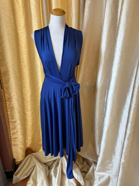 Ladies Irregular Halter Dress, Cobalt Blue, Size 0-16