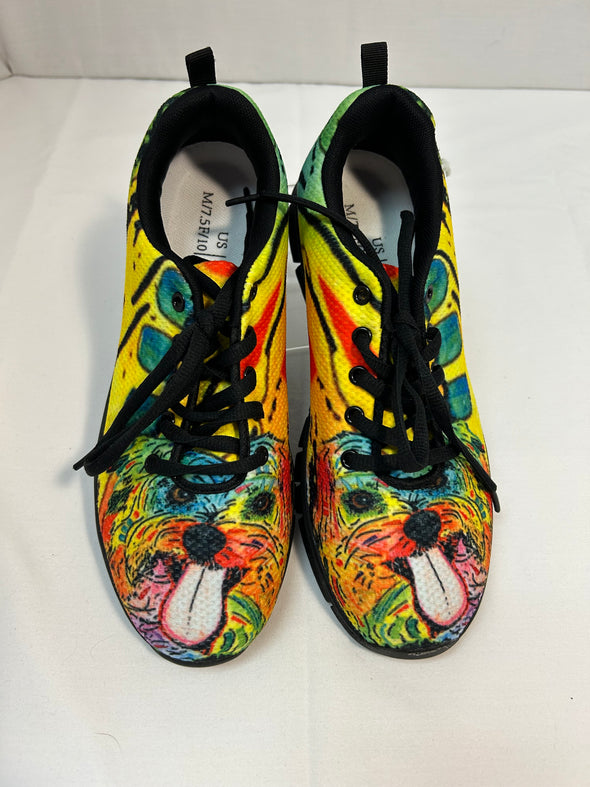 Multi Colour Dog Print Running Shoes, Men's 7.5, Women's Size 10