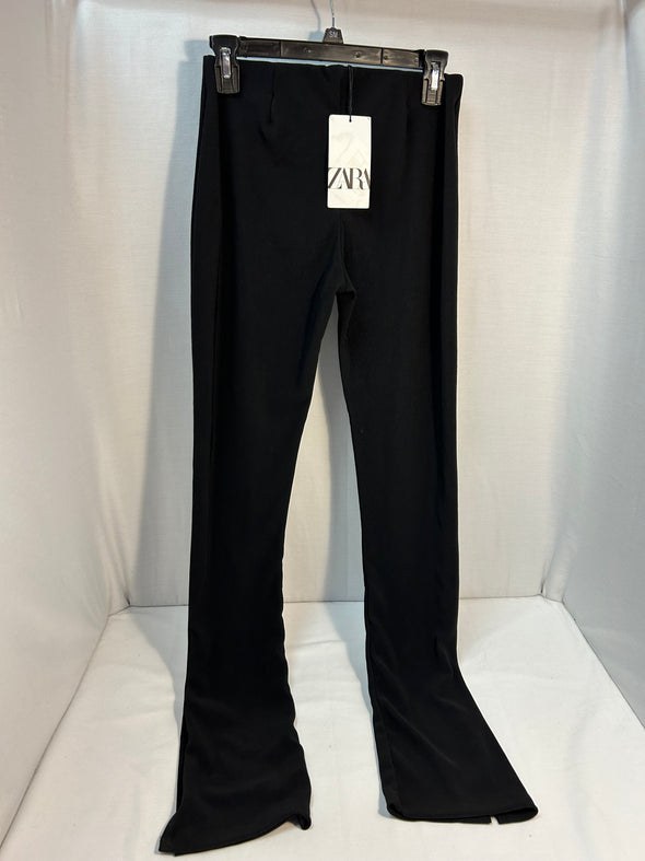 Women's High Rise Pants With Side Slit Detailing, Black, Size Large