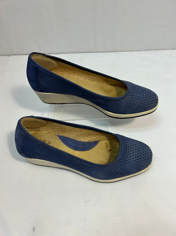 Ladies Navy Blue Wedge Shoes, Periwinkle, 7M, Like New