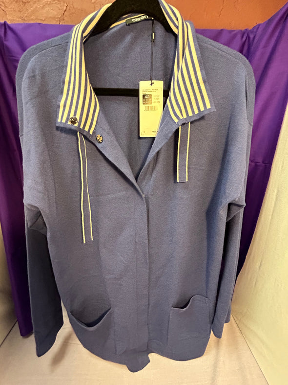 Ladies Cardigan, Blue, Euro Size 42, Canadian Size 12, NEW With Tags