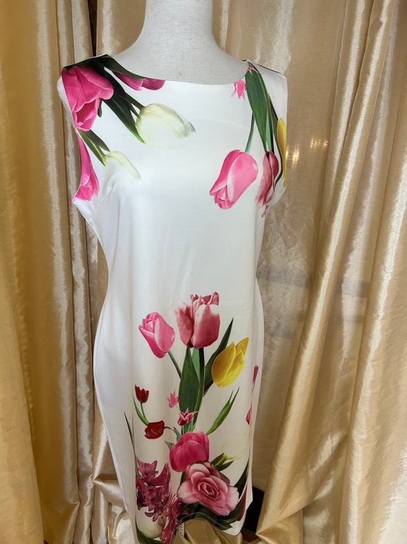 Ladies Pink & White Floral Dress, Size XL, NEW With Tags