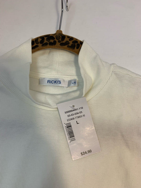 Mock Neck Sleeveless Top, White Size Large, NEW With Tags