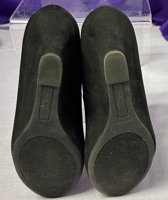 Ladies Black Suede Wedge Shoes, Size 5.5