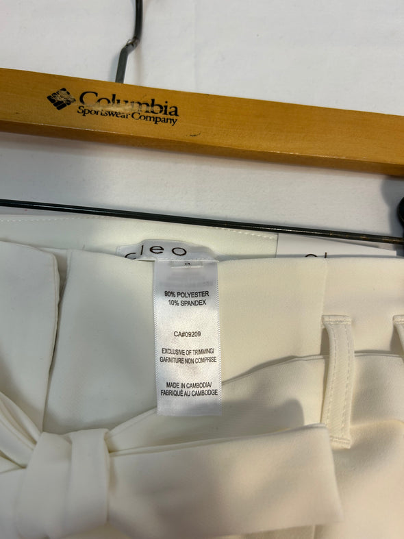 Ladies White Straight Leg Trousers, High Belted Waist, Size 14, NEW
