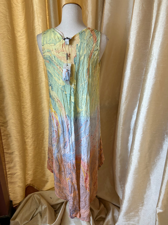 Ladies Multi Colour Asymmetrical Summer Dress, Size 2X, NEW