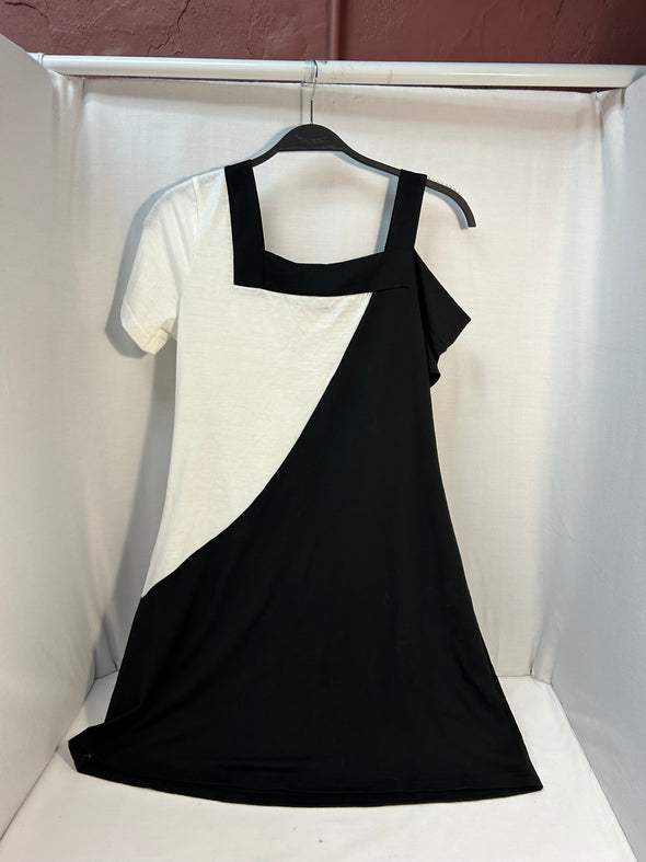 Ladies Cold Shoulder Dress, Black & White Size Small
