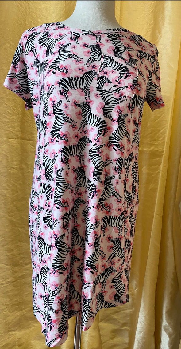 Pink/Black/White Animal Print Dress, Size Medium, New