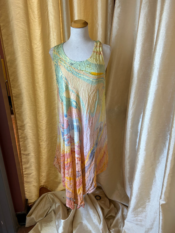 Ladies Multi Colour Asymmetrical Summer Dress, Size 2X, NEW