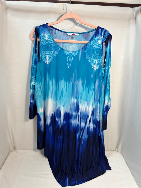Ladies Cold-Shoulder Blouse, Blue, Size XL, NEW With Tags