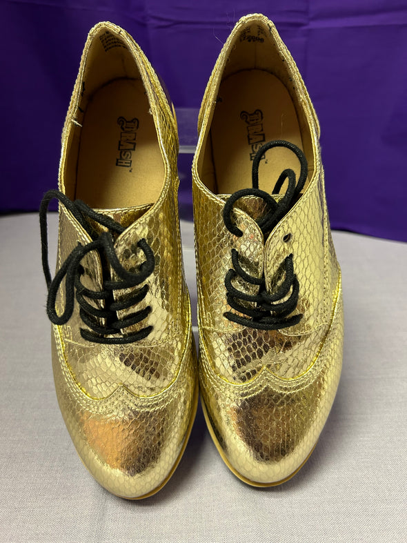 Gold Lamé Wedge Walking Shoes, Size 8.5, Great Condition