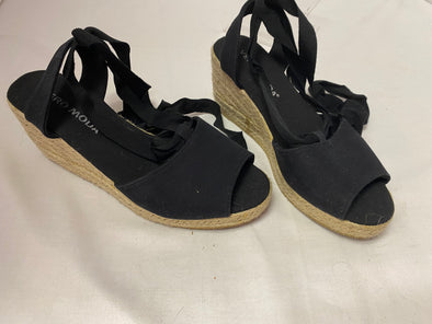 Ladies Wedge Black  Strappy 3" Sandals, Black Size 7, Like New