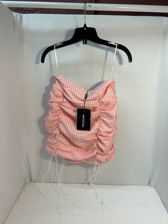Strapless Pink Gingham Summer Top, Size 8, New