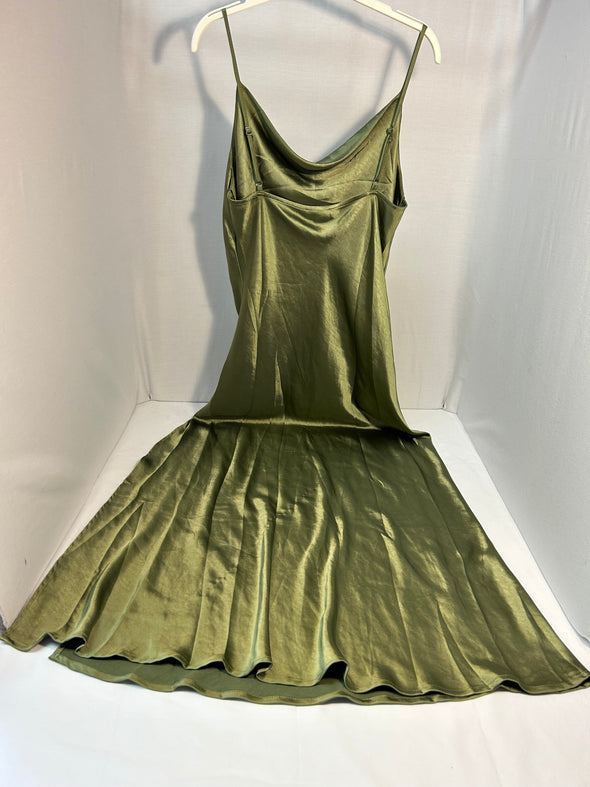 Women's Full Length Elegant Cami Dress, Green Sheen, Size Large