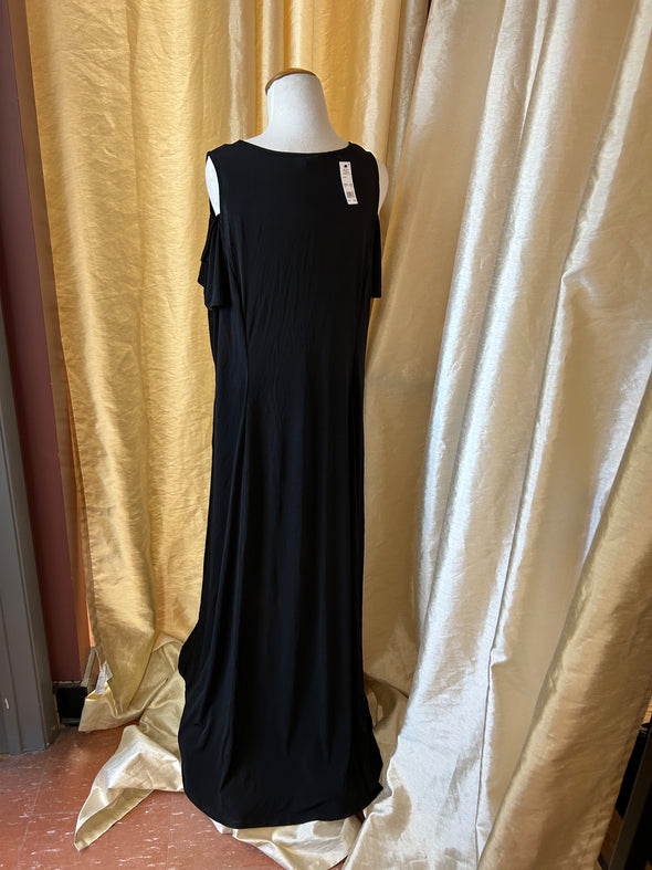 Ladies Long Sleeve Cold-Shoulder Maxi Dress, Size 2X, NEW