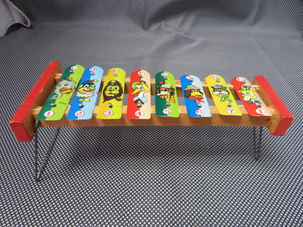 Toy Vintage Xylophone , Animal Print, With Wooden Mallet, 9.5"