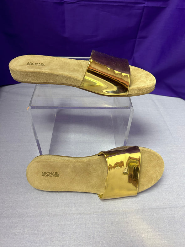 Women's Slip-On Mules, Flat, Gold Colour, Size 9M
