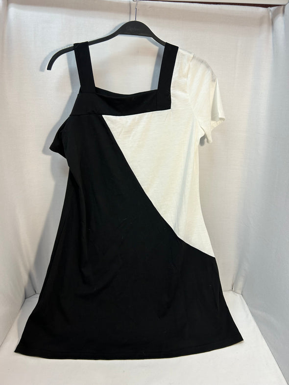Ladies Cold Shoulder Dress, Black & White Size Small