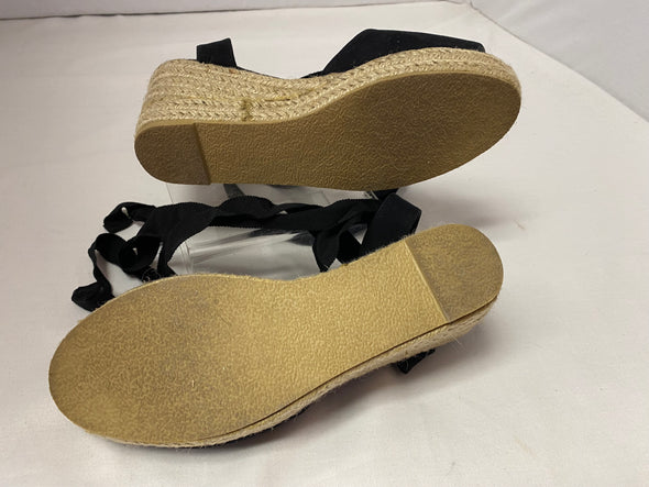 Ladies Wedge Black  Strappy 3" Sandals, Black Size 7, Like New