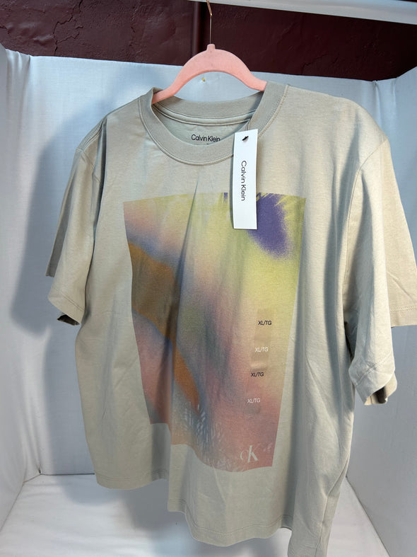 Men's T-Shirt, Grey, Crew Neck Graphic Logo Front, Size XL, New