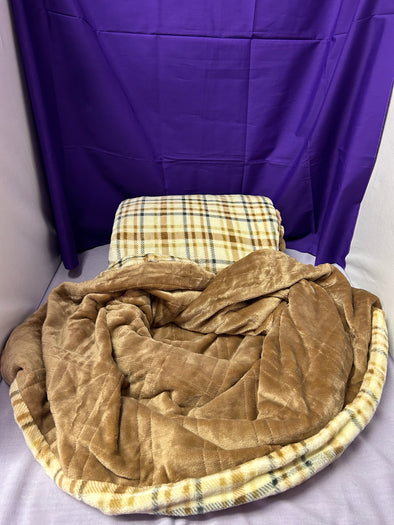 Weighted Blanket, Beige Plaid, Tan, 48" x 78"