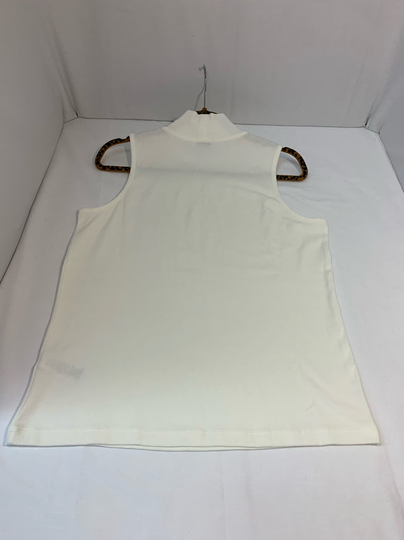 Mock Neck Sleeveless Top, White Size Large, NEW With Tags