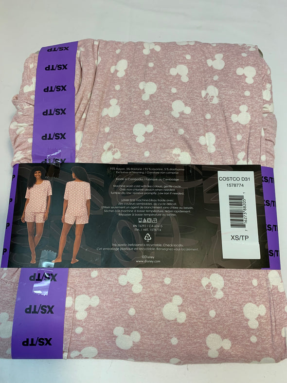 Ladies Short Pyjama Set With Pockets, Pink With Logo, Size XS NEW