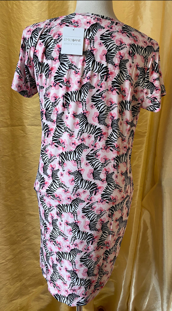 Pink/Black/White Animal Print Dress, Size Medium, New