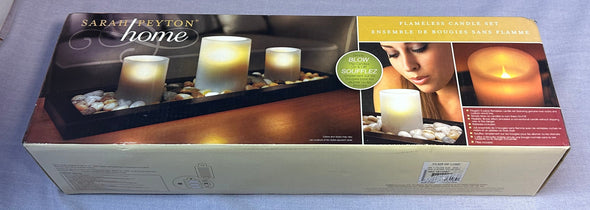 Flameless Candle Set.  River Rock & Tray Included