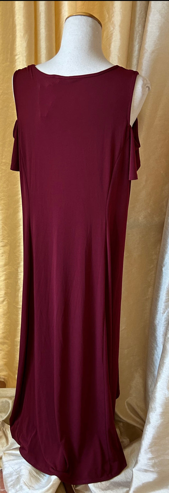 Ladies Summer Casual Loose Fitting T-Shirt Dress, Wine 2X NEW