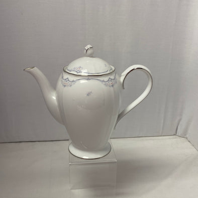 White & Floral Coffee Pot, Like New Condition